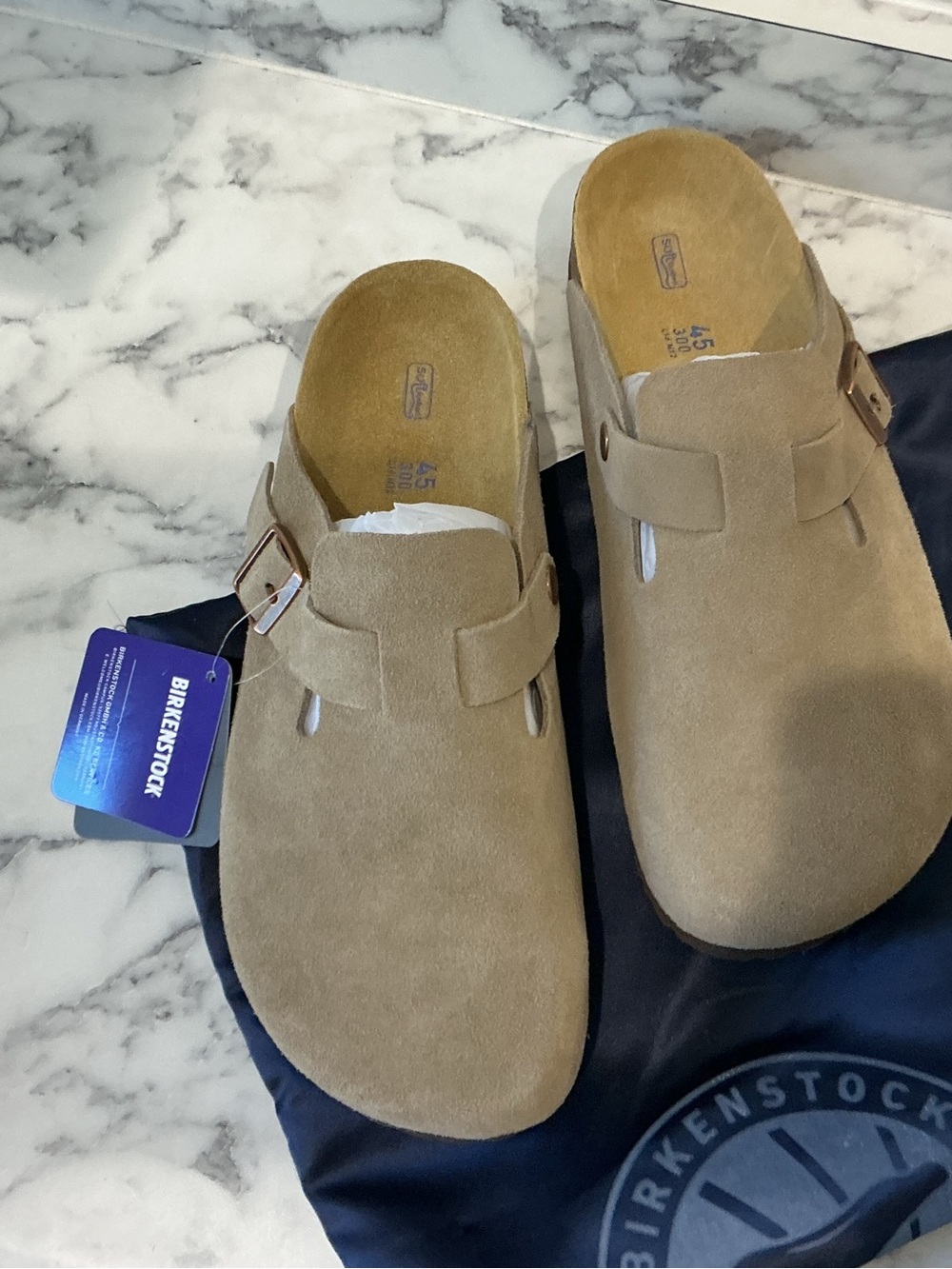 Birkenstock Taupe Suede Boston Clog - Men's Slip-On - Picture 2 of 4
